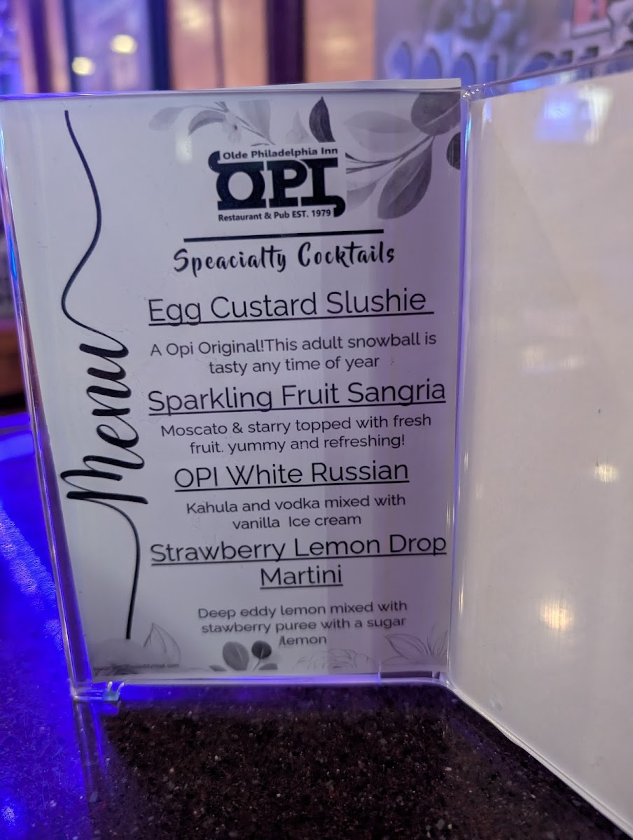 Menu Olde Philadelphia Inn-1